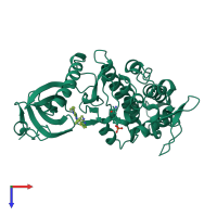 PDB entry 7oy6 coloured by chain, top view.