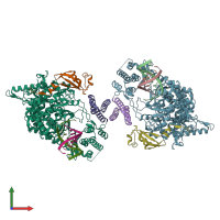 PDB entry 7oyg coloured by chain, front view.