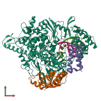 PDB entry 7ozv coloured by chain, front view.