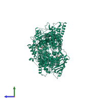 PDB entry 7p04 coloured by chain, side view.