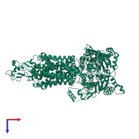 PDB entry 7p04 coloured by chain, top view.