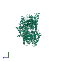 PDB entry 7p05 coloured by chain, side view.
