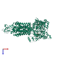 PDB entry 7p05 coloured by chain, top view.