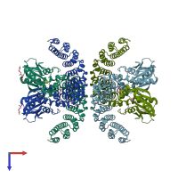 PDB entry 7p0h coloured by chain, top view.