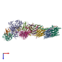 PDB entry 7p64 coloured by chain, top view.