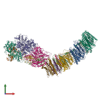 PDB entry 7p69 coloured by chain, front view.