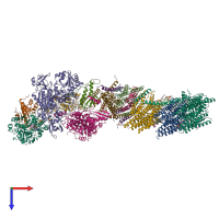 PDB entry 7p69 coloured by chain, top view.