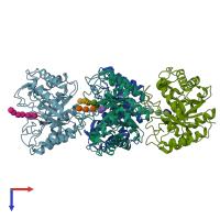 PDB entry 7p6j coloured by chain, top view.