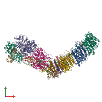 PDB entry 7p7j coloured by chain, front view.