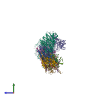 PDB entry 7p7j coloured by chain, side view.