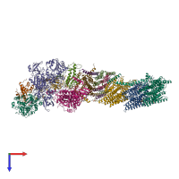 PDB entry 7p7j coloured by chain, top view.