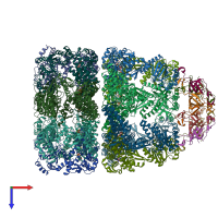 PDB entry 7pbx coloured by chain, top view.