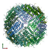 PDB entry 7pf1 coloured by chain, front view.