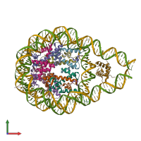 PDB entry 7pfe coloured by chain, front view.