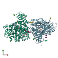 PDB entry 7pfs coloured by chain, front view.