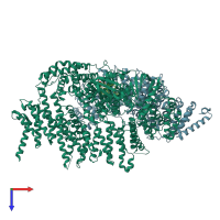 PDB entry 7pgq coloured by chain, top view.