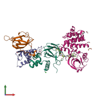 PDB entry 7pi4 coloured by chain, front view.