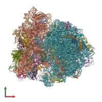 PDB entry 7pi9 coloured by chain, front view.