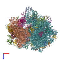 PDB entry 7pi9 coloured by chain, top view.