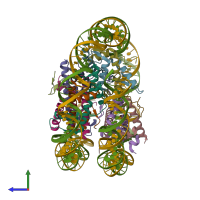 PDB entry 7pii coloured by chain, side view.