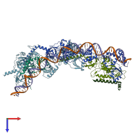 PDB entry 7pik coloured by chain, top view.