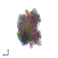 PDB entry 7piw coloured by chain, side view.