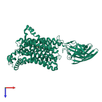 PDB entry 7pmy coloured by chain, top view.