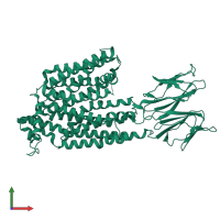 PDB entry 7pn1 coloured by chain, front view.