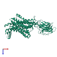 PDB entry 7pn1 coloured by chain, top view.