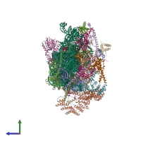 PDB entry 7pny coloured by chain, side view.