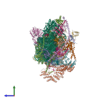 PDB entry 7pnz coloured by chain, side view.