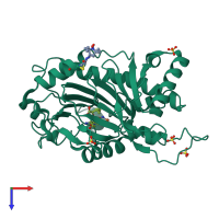 PDB entry 7poy coloured by chain, top view.