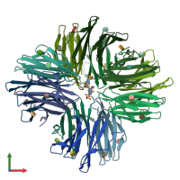 PDB entry 7pr5 coloured by chain, front view.