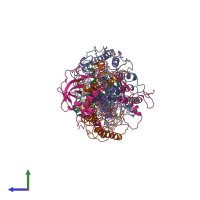 PDB entry 7prc coloured by chain, side view.