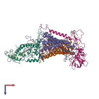 PDB entry 7prc coloured by chain, top view.