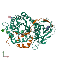 PDB entry 7prt coloured by chain, front view.
