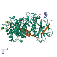 PDB entry 7prt coloured by chain, top view.