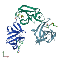 PDB entry 7ps9 coloured by chain, front view.