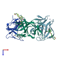 PDB entry 7ps9 coloured by chain, top view.