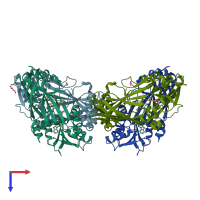 PDB entry 7puq coloured by chain, top view.