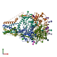 PDB entry 7puy coloured by chain, front view.