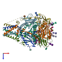 PDB entry 7puy coloured by chain, top view.