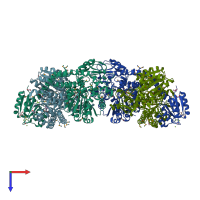 PDB entry 7pva coloured by chain, top view.