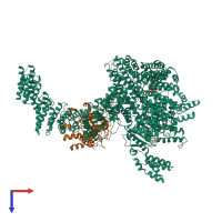 PDB entry 7pw9 coloured by chain, top view.