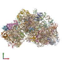 PDB entry 7pwf coloured by chain, front view.