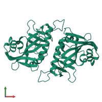 Protein mono-ADP-ribosyltransferase PARP15 in PDB entry 7pwm, assembly 1, front view.