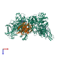 PDB entry 7px3 coloured by chain, top view.