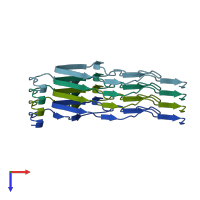 PDB entry 7py2 coloured by chain, top view.