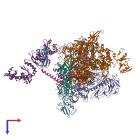 PDB entry 7pyj coloured by chain, top view.