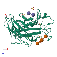 PDB entry 7pyu coloured by chain, top view.